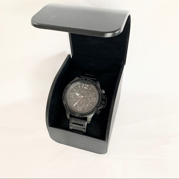 NWT Armani Exchange Black Metal Dial Chrono Watch - Picture 3 of 5
